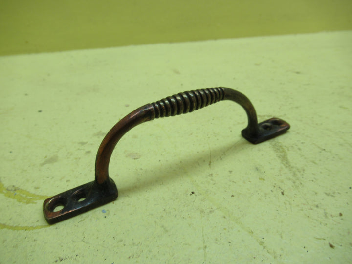 Antique Copper Ribbed Detailed Pull Draw Handle 127L x 37D x 12W