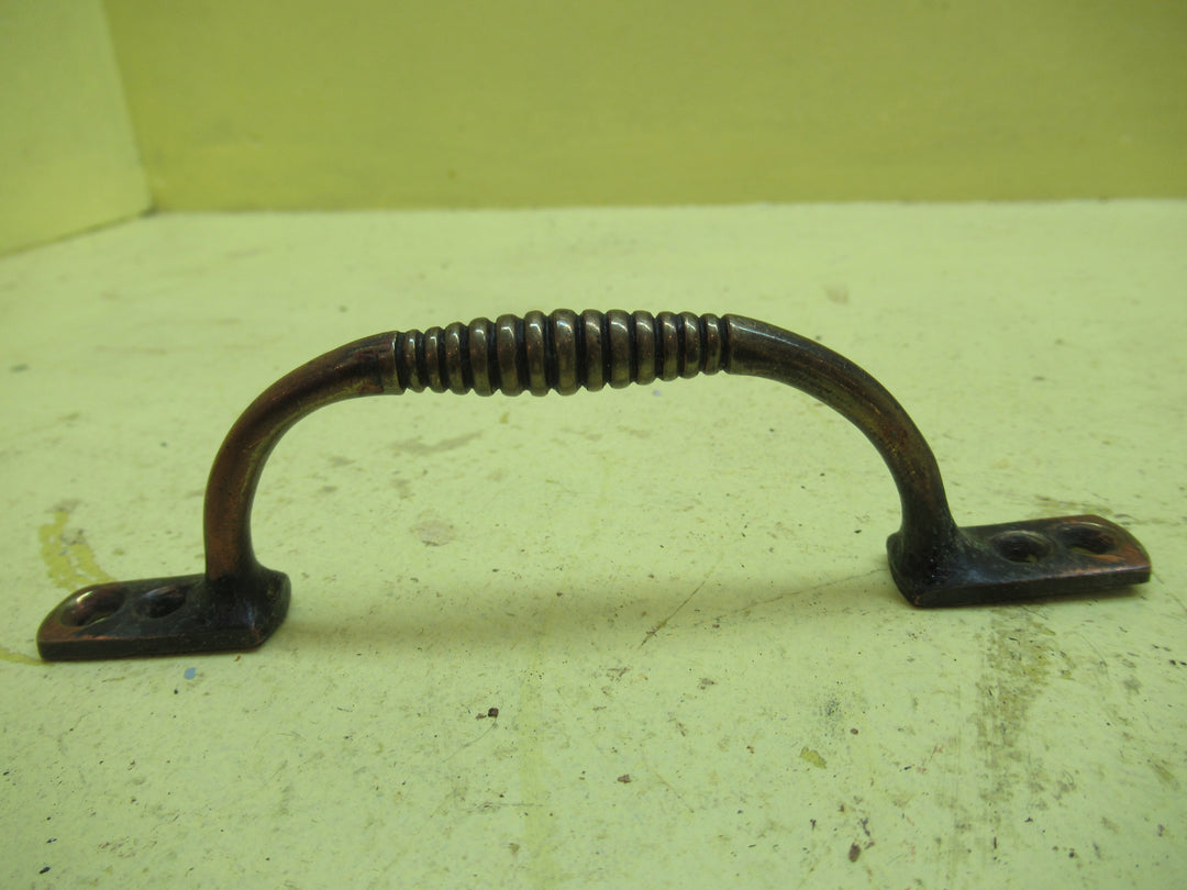 Antique Copper Ribbed Detailed Pull Draw Handle 127L x 37D x 12W