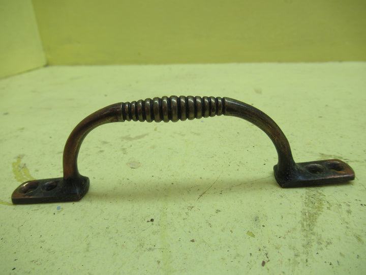 Antique Copper Ribbed Detailed Pull Draw Handle 127L x 37D x 12W