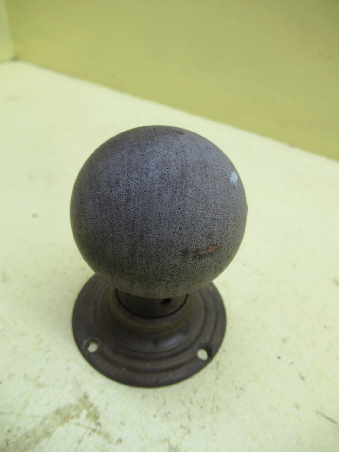 Oak Ball Knob Handle with Brass Rose Plate Detail 75H x 50Dia/Plate 60Dia