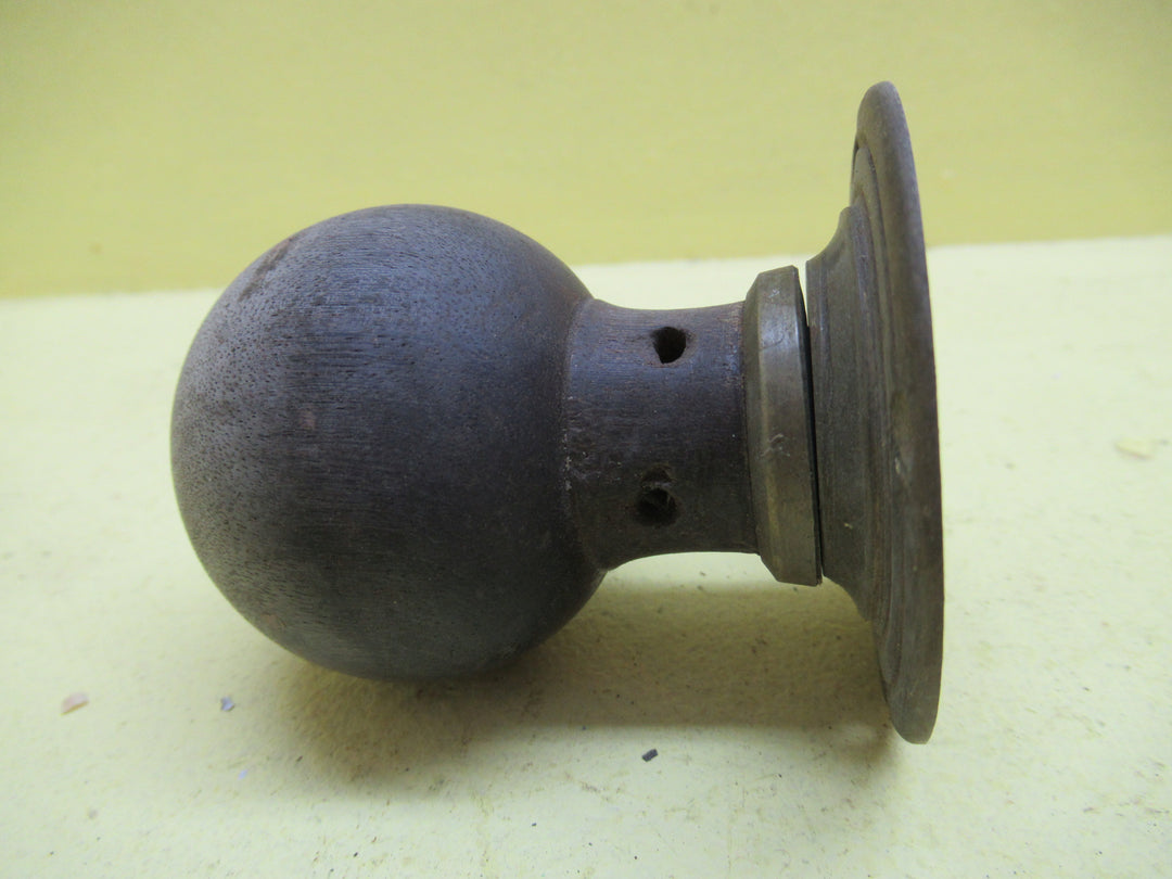 Oak Ball Knob Handle with Brass Rose Plate Detail 75H x 50Dia/Plate 60Dia