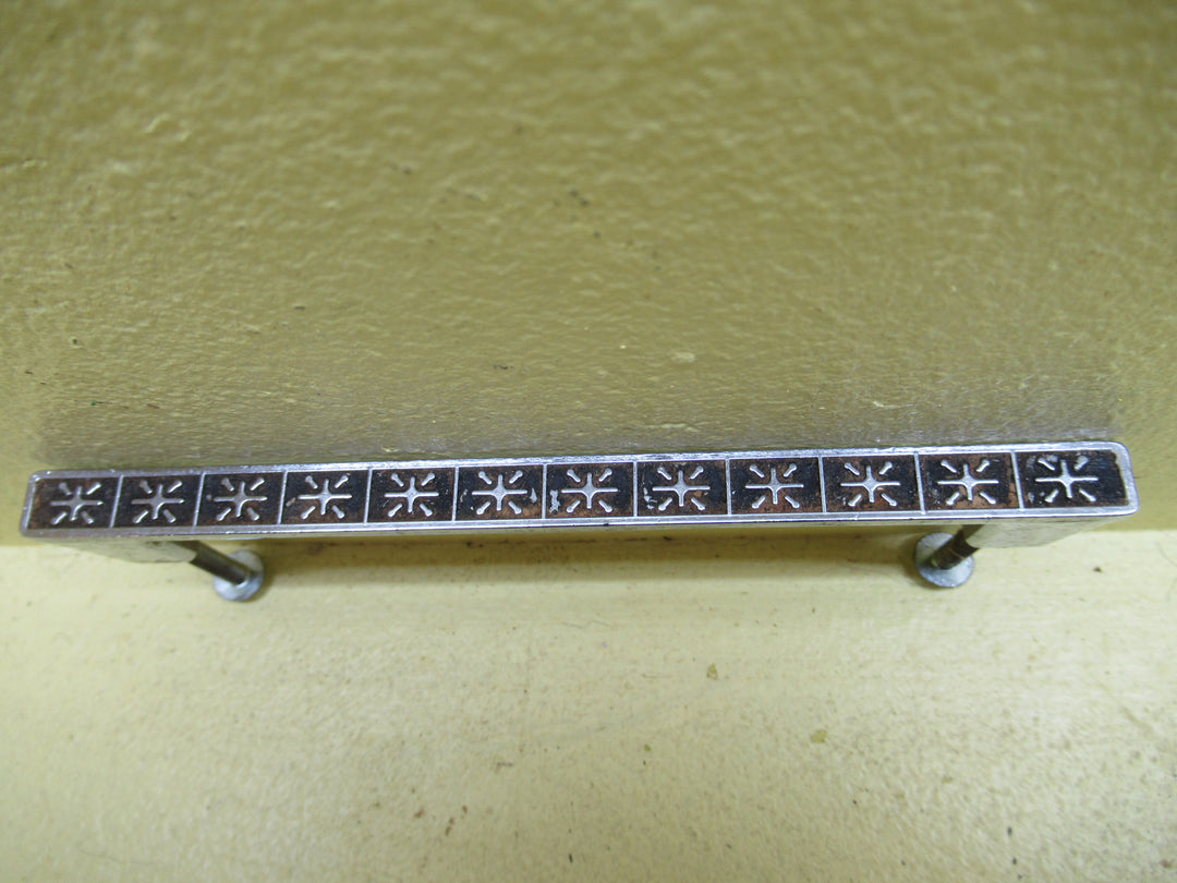 Retro Lincoln Turner 110/7 Pull Handle with Chrome with Black Background with Snowflake Detail 32L x 10W x21D/17 Hole Distance.