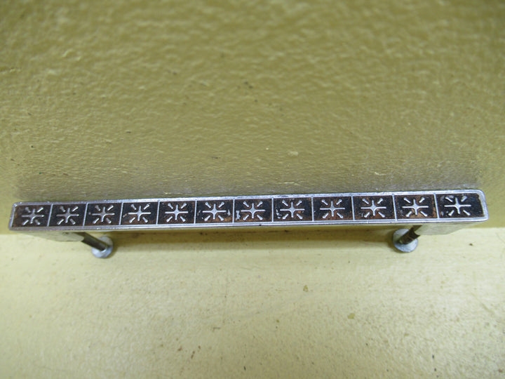 Retro Lincoln Turner 110/7 Pull Handle with Chrome with Black Background with Snowflake Detail 32L x 10W x21D/17 Hole Distance.
