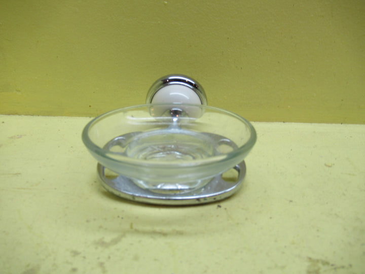Toothbrush White Emamel & Chrome Holder & Soap Dish 60Dia x 135D x 120W