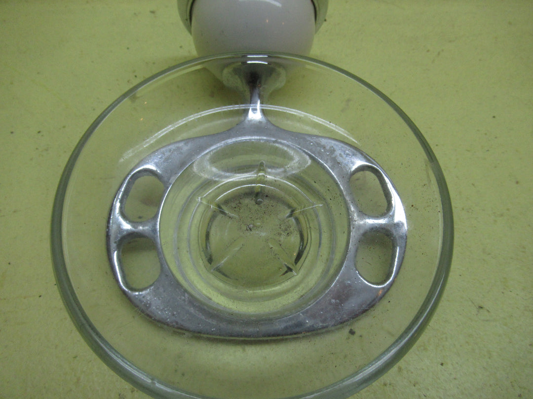 Toothbrush White Emamel & Chrome Holder & Soap Dish 60Dia x 135D x 120W