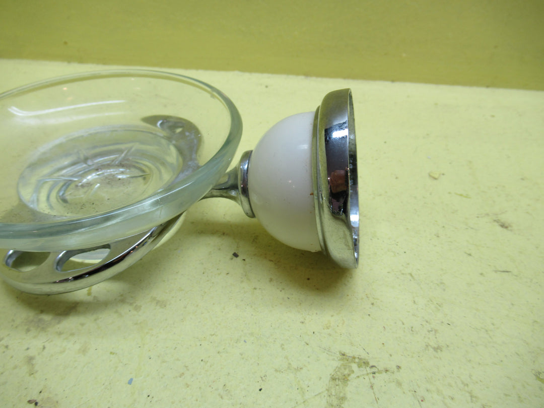 Toothbrush White Emamel & Chrome Holder & Soap Dish 60Dia x 135D x 120W