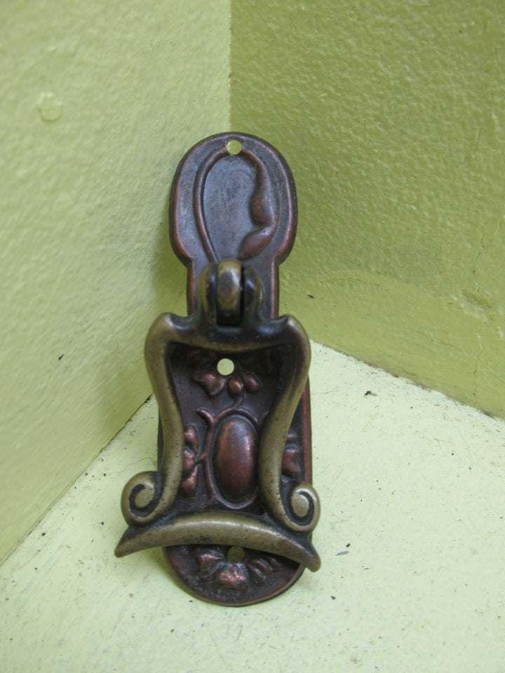 Victorian Wardrobe Drop Pull Door Handle with Flower Design on Plate and Musical Note Pull Drop 90L x 25-30W/Drop 17H x 54L