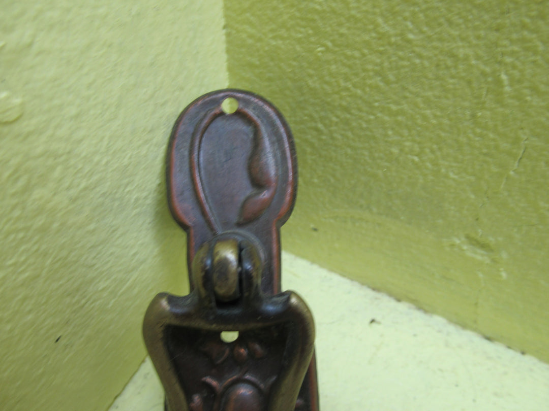 Victorian Wardrobe Drop Pull Door Handle with Flower Design on Plate and Musical Note Pull Drop 90L x 25-30W/Drop 17H x 54L