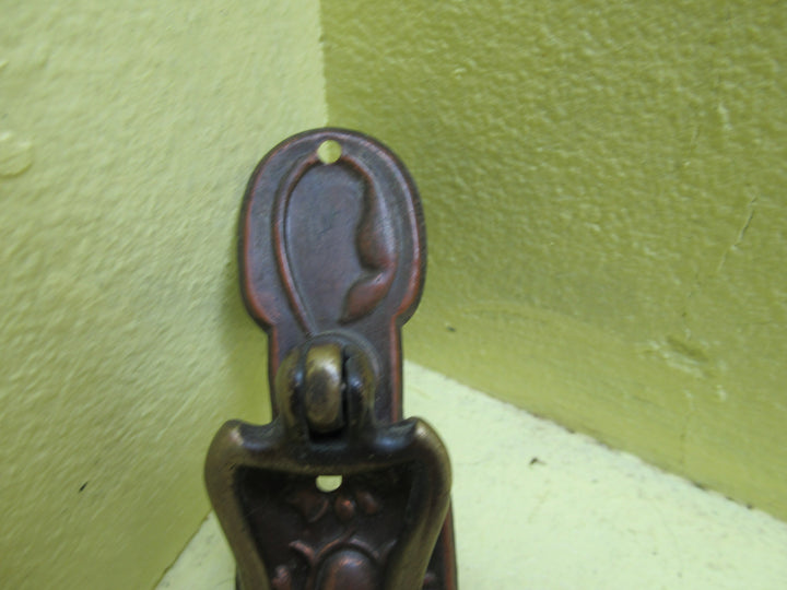 Victorian Wardrobe Drop Pull Door Handle with Flower Design on Plate and Musical Note Pull Drop 90L x 25-30W/Drop 17H x 54L
