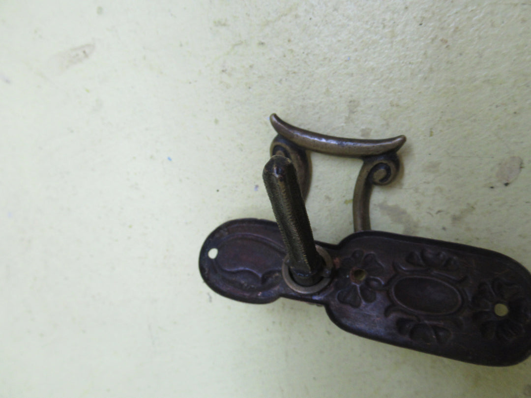 Victorian Wardrobe Drop Pull Door Handle with Flower Design on Plate and Musical Note Pull Drop 90L x 25-30W/Drop 17H x 54L