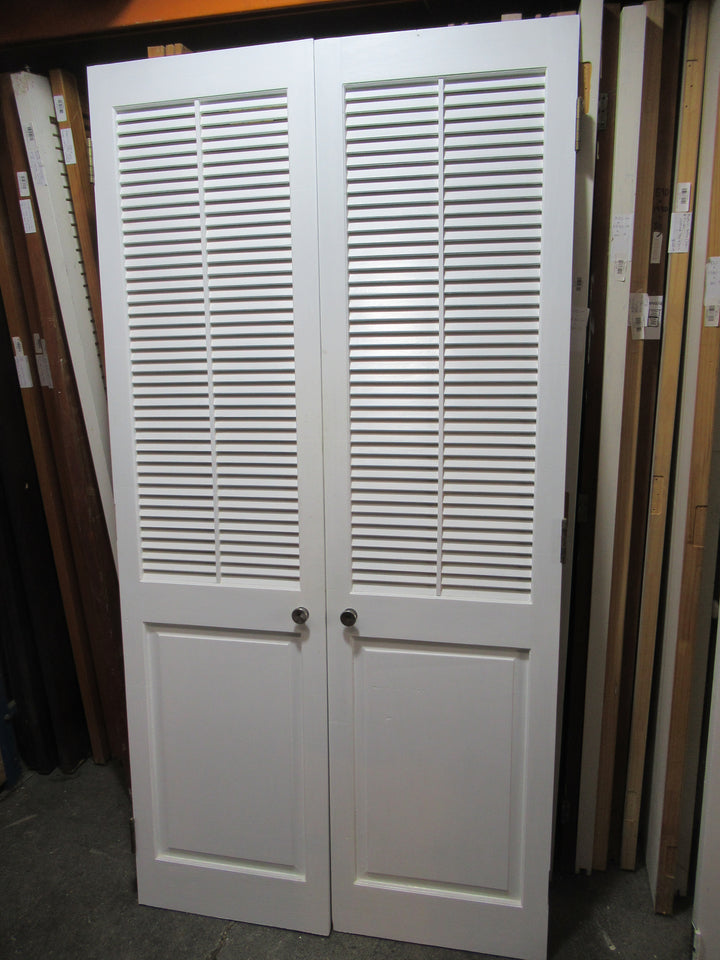 1 Panel & Lourve Paint Finsh French Door 1980H x 520-1040W x 30D