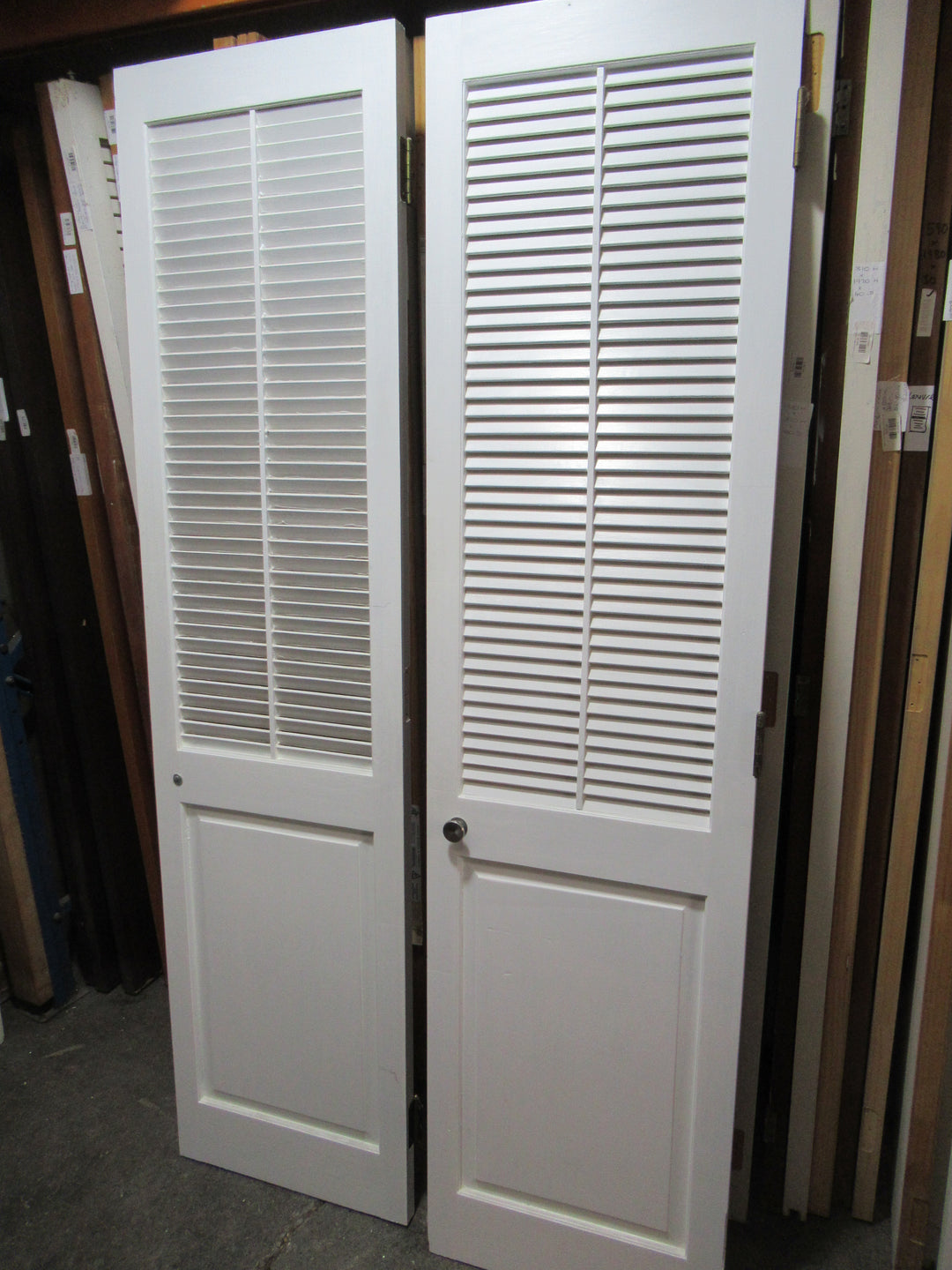 1 Panel & Lourve Paint Finsh French Door 1980H x 520-1040W x 30D