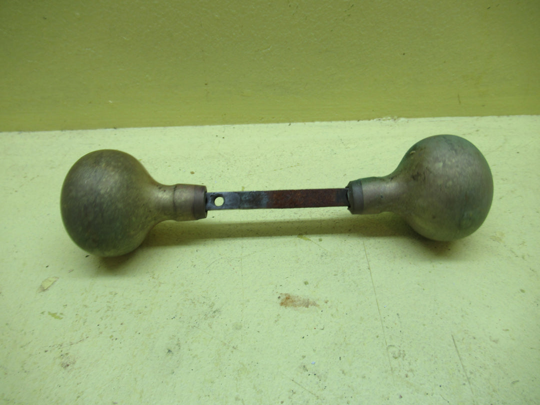 Vintage Sanders Metal with Brass Knob Handles with Rectangele Details Plate 290L x 62W x 7D/Knob 60H x 40Dia