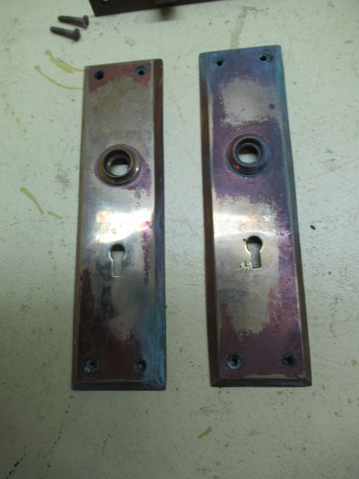 Vintage Sanders Metal with Brass Knob Handles with Rectangele Details Plate 290L x 62W x 7D/Knob 60H x 40Dia