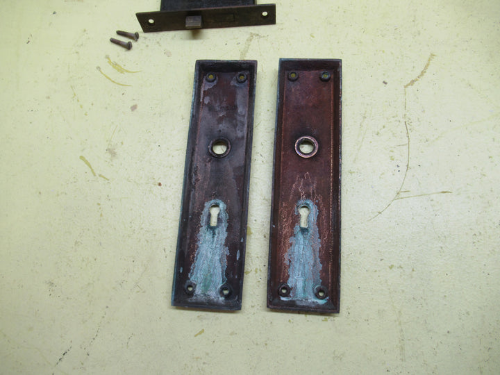 Vintage Sanders Metal with Brass Knob Handles with Rectangele Details Plate 290L x 62W x 7D/Knob 60H x 40Dia