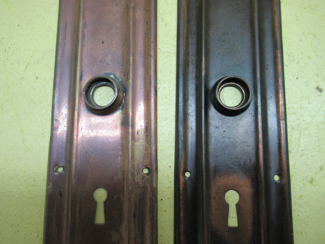 Victorian Thin Rectange Antique Bronze Plate with Ribbed Waist Detail 290H x 62W