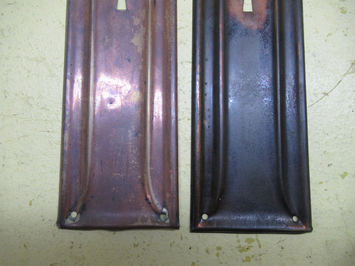 Victorian Thin Rectange Antique Bronze Plate with Ribbed Waist Detail 290H x 62W