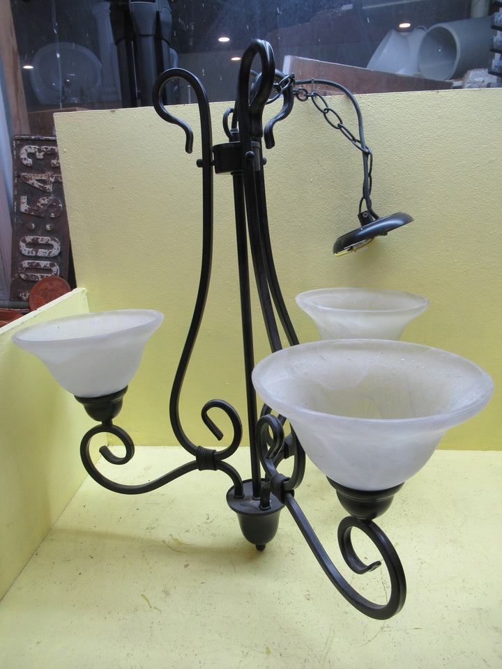 Gothic Style Whtie Painted Wrought Iron 3 Shade Chandelier 58Dia x 600-1100L