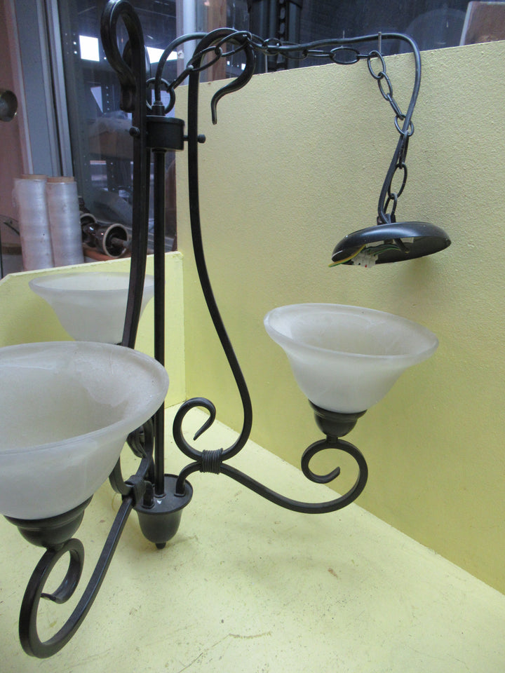 Gothic Style Whtie Painted Wrought Iron 3 Shade Chandelier 58Dia x 600-1100L