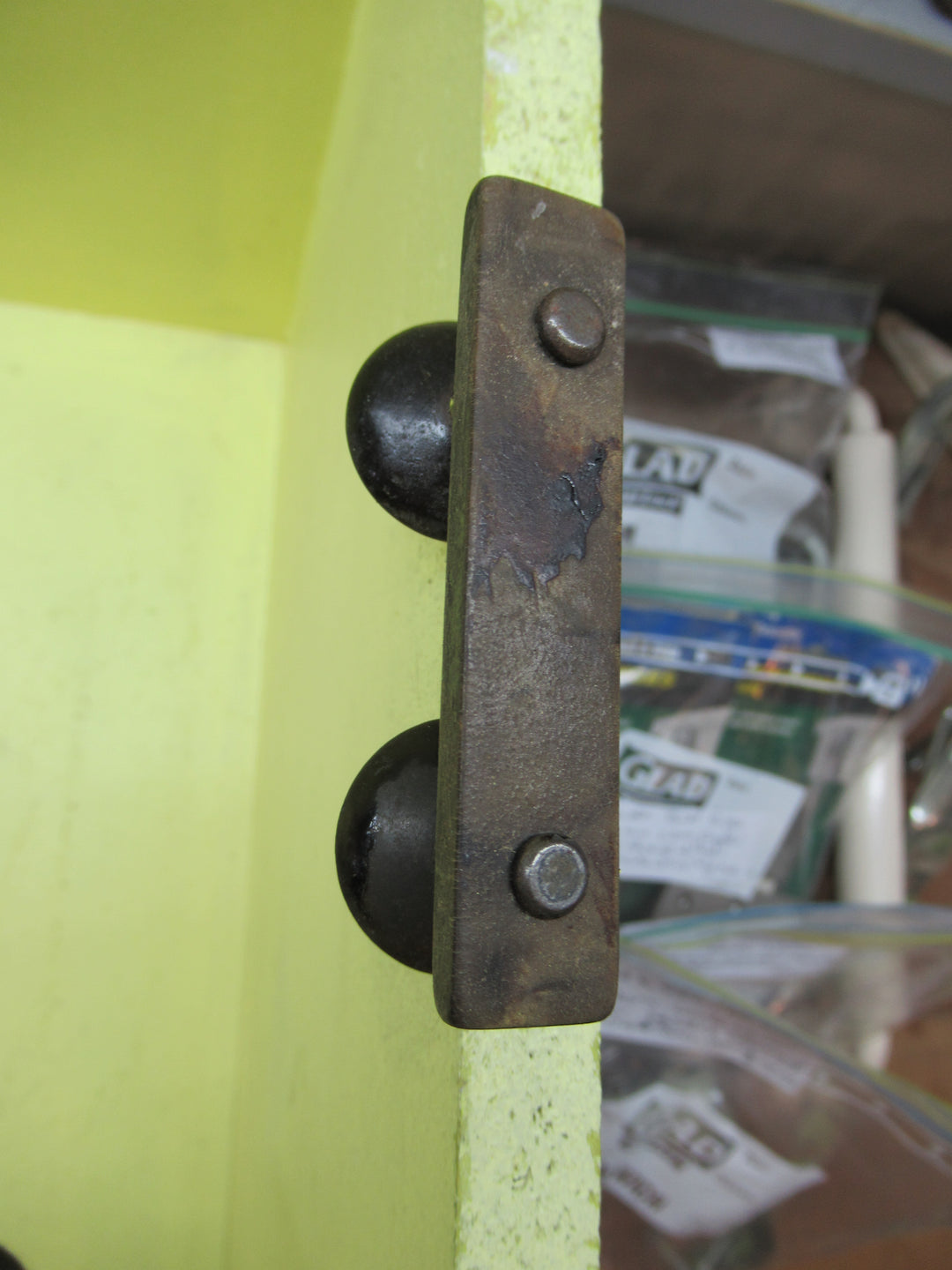 Bakelite Strip Pull Handle with Dome Tube Uprigths 72L x 10W x 22H/47mm Hole Distance