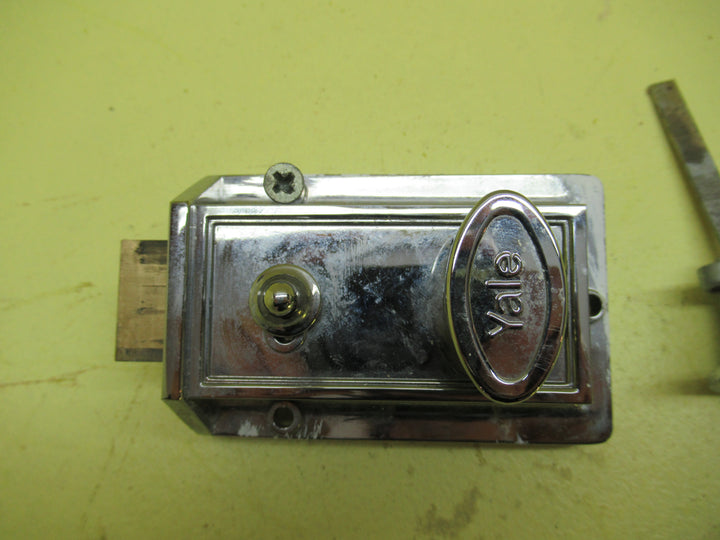 Art Deco Chome Yale Rectangle Stepped Night Latch Chome 90Lx 60W x 30D