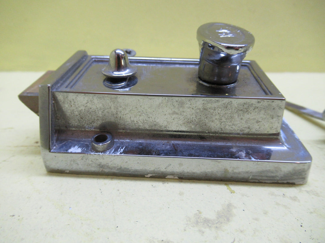 Art Deco Chome Yale Rectangle Stepped Night Latch Chome 90Lx 60W x 30D