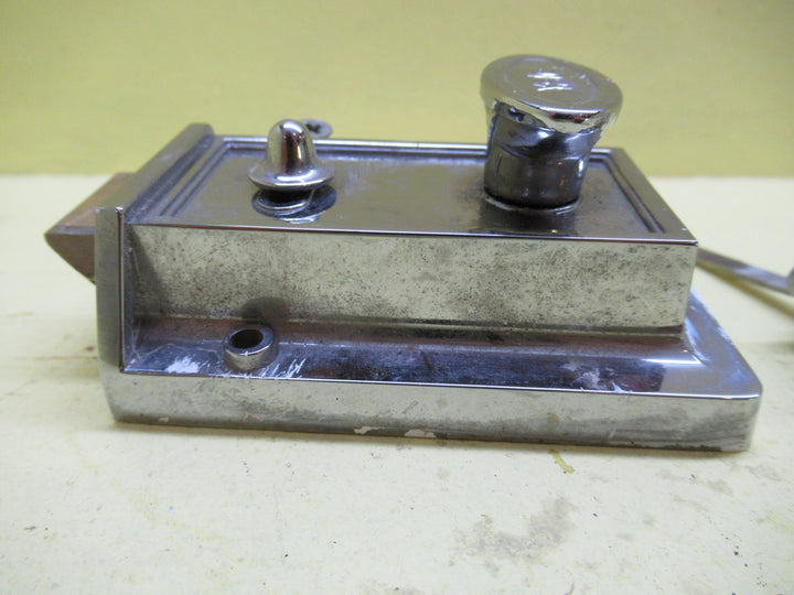 Art Deco Chome Yale Rectangle Stepped Night Latch Chome 90Lx 60W x 30D