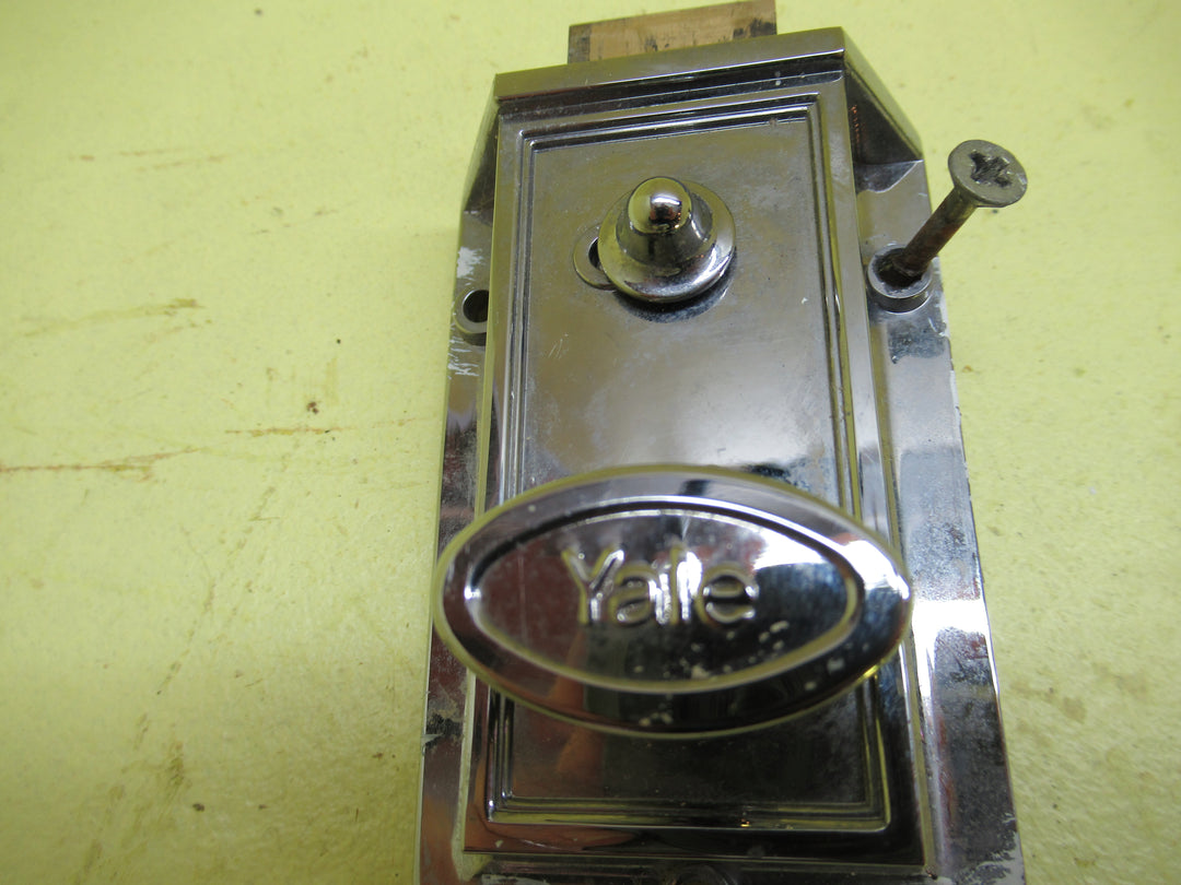 Art Deco Chome Yale Rectangle Stepped Night Latch Chome 90Lx 60W x 30D