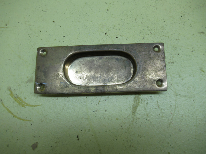 Large Brass Flush Door Pull wiht Oval Insert 49H x 127W x 15D