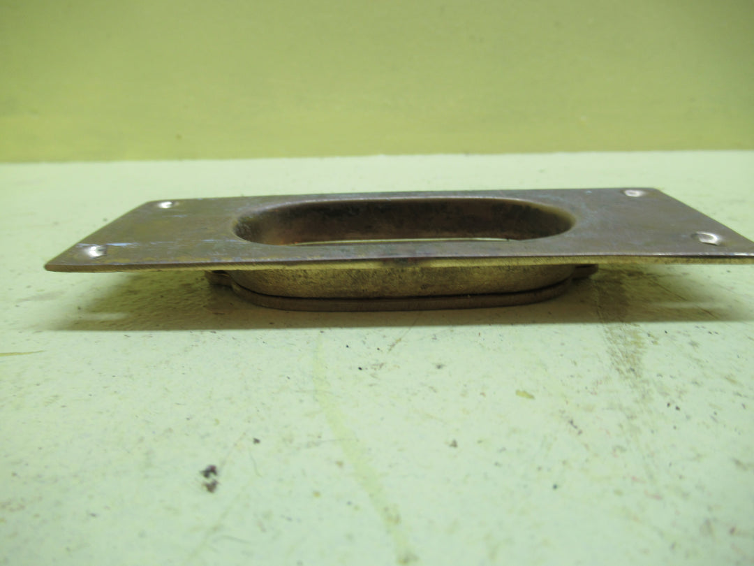 Large Brass Flush Door Pull wiht Oval Insert 49H x 127W x 15D