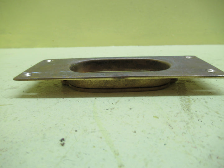 Large Brass Flush Door Pull wiht Oval Insert 49H x 127W x 15D