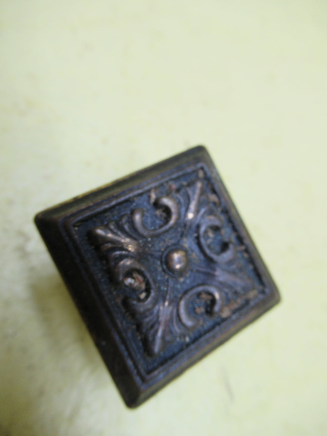 Antique Brass Fleur De Lys Square Knob Handle 30SQ & 23