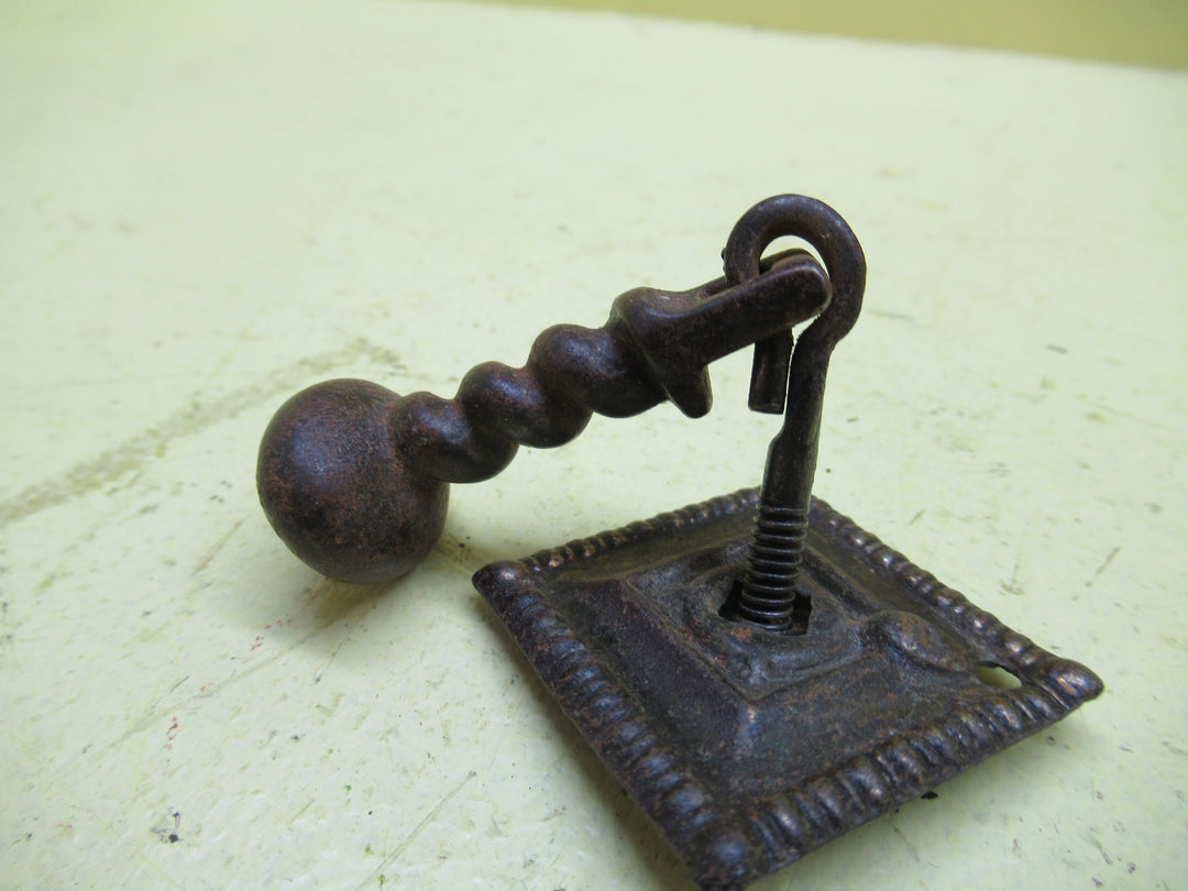 Drop Pull with Square Plate & Barley Twist Oval End Drop 40SQ/Drop 52H x 25W x 20D