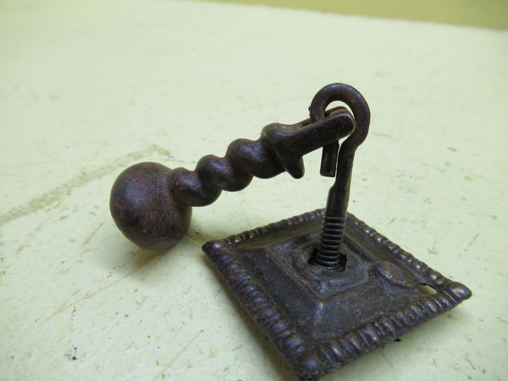 Drop Pull with Square Plate & Barley Twist Oval End Drop 40SQ/Drop 52H x 25W x 20D