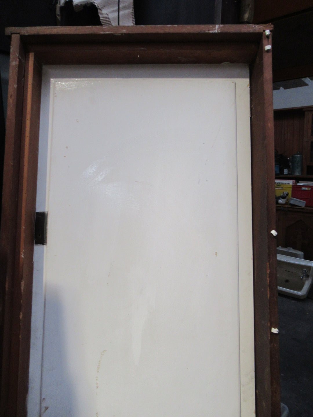 Original 1930,s Wardrobe Door/Frame with Bevelled Edged Mirror -1830H x 610W