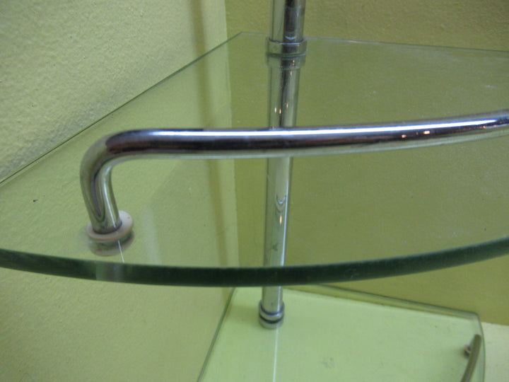 Double Shelf Glass & Stainless Steel Shower Caddy(New) 27 Half Round SQ Glass x 47H