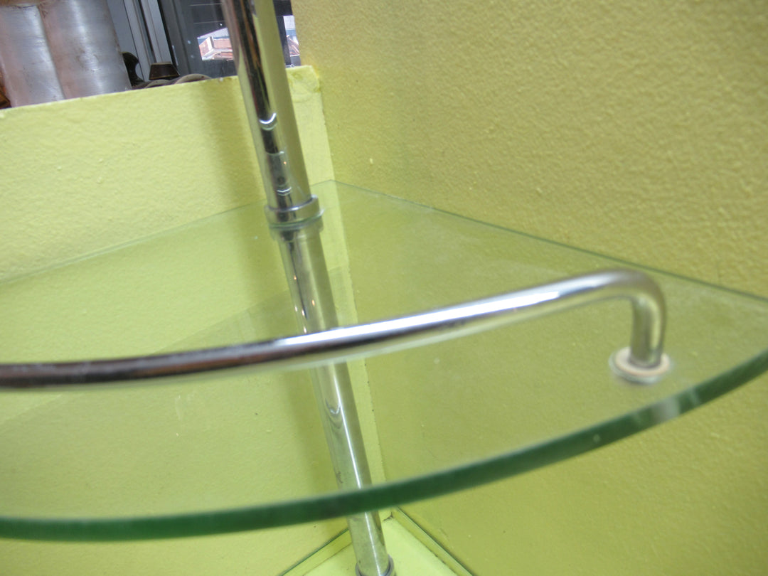 Double Shelf Glass & Stainless Steel Shower Caddy(New) 27 Half Round SQ Glass x 47H