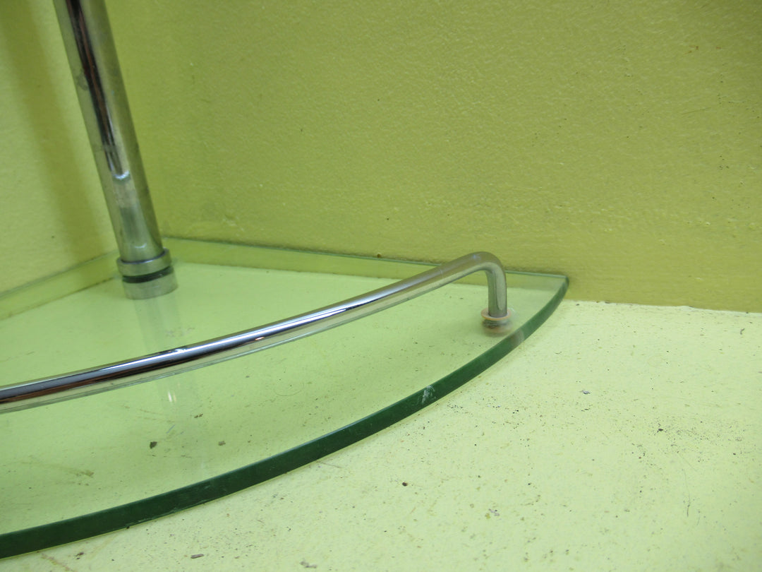 Double Shelf Glass & Stainless Steel Shower Caddy(New) 27 Half Round SQ Glass x 47H