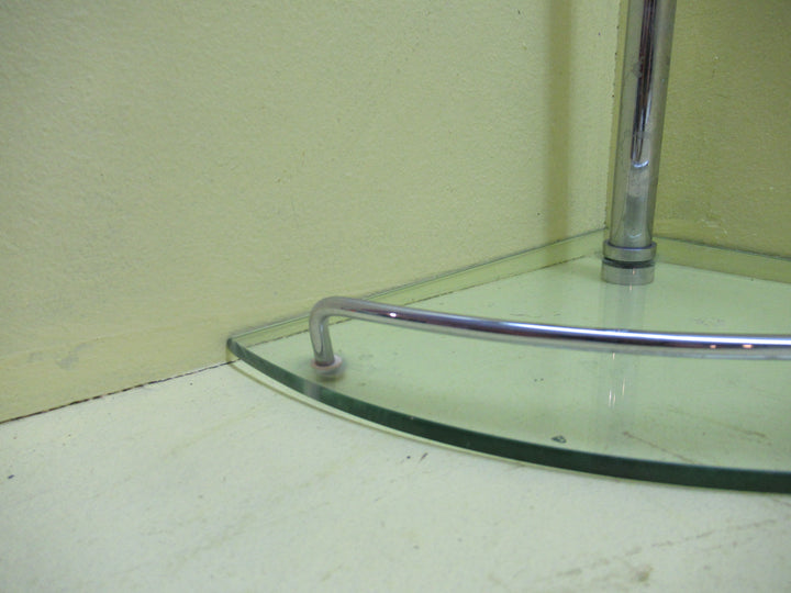 Double Shelf Glass & Stainless Steel Shower Caddy(New) 27 Half Round SQ Glass x 47H