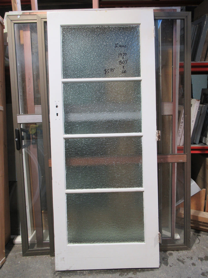 4 Lite Kauri Exterior Door with Cathedrals Glass