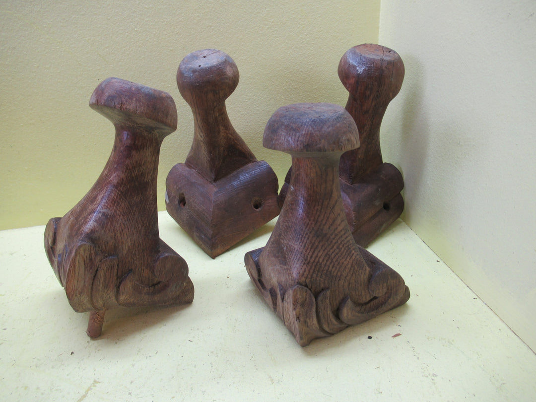 Craved Edge Queen Anne Oak Chair Legs 160L x 100SQ - 55Dia