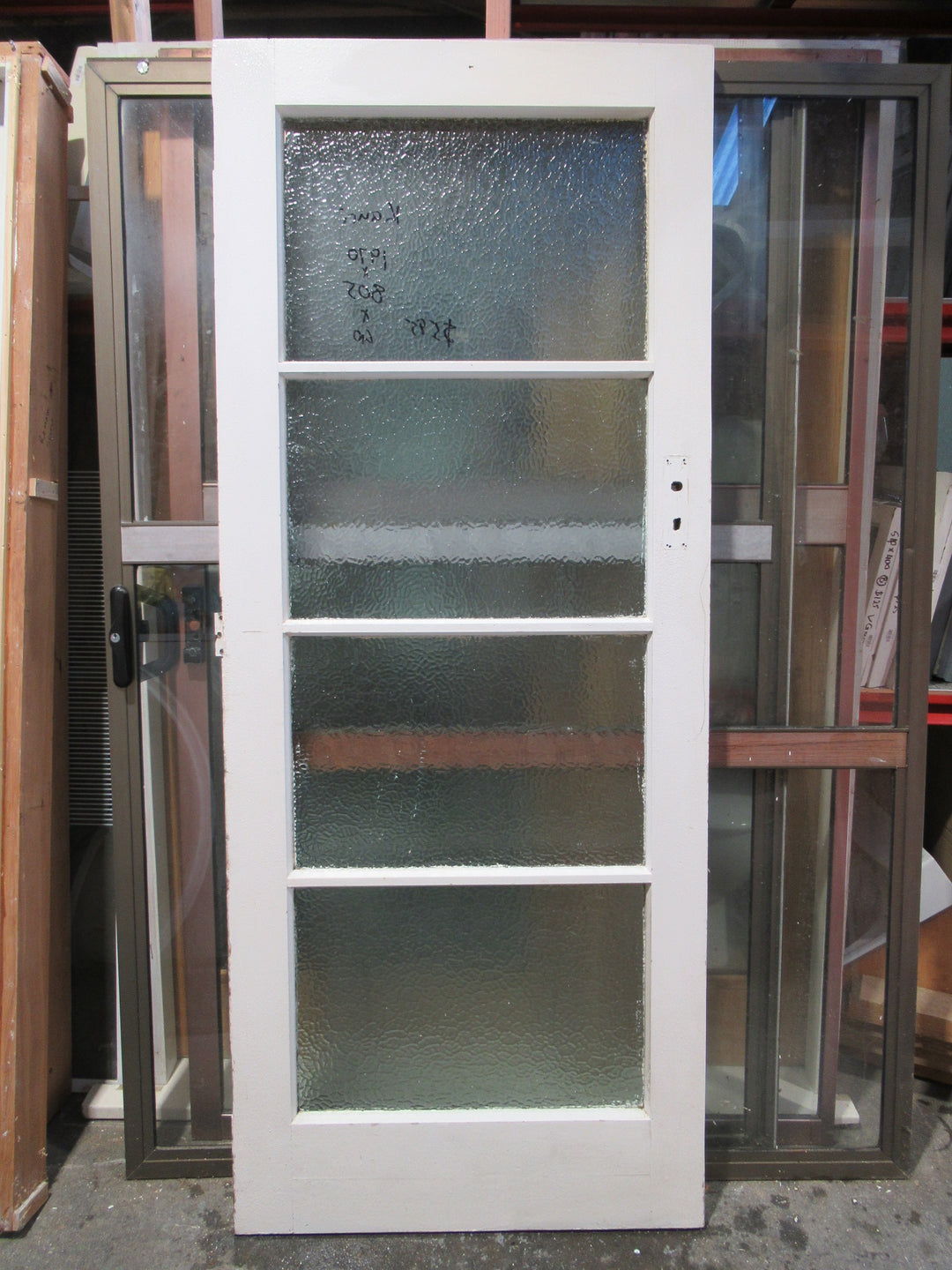 4 Lite Kauri Exterior Door with Cathedrals Glass