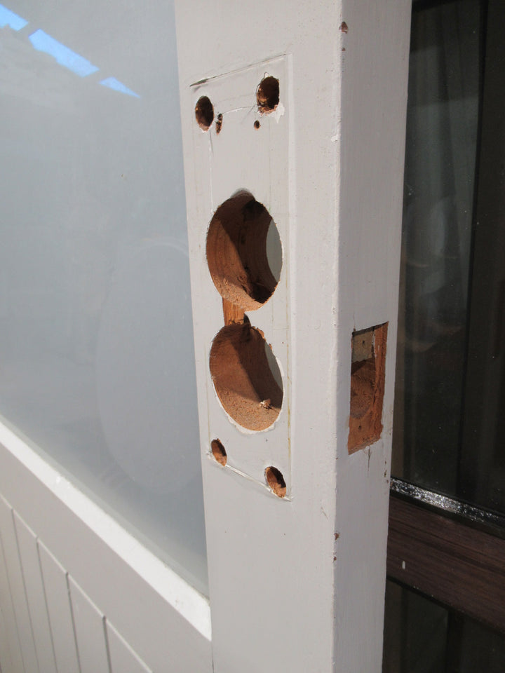 2 Lite Frosted Glass /T & G Door with Cat Flap 1980H x 810W x 45D