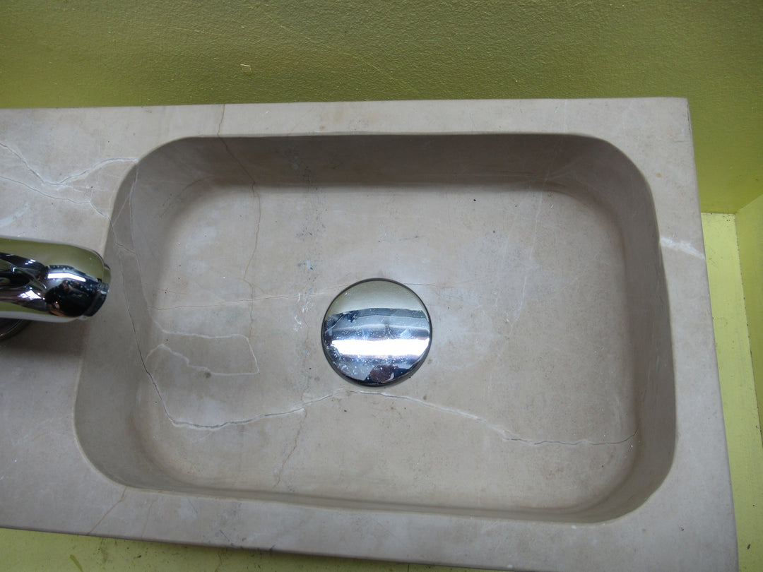 Polish/Bare Concrete Powder Room Wall Ung Basin wtih Mixer & Towel Rail Basin 250H x 400W x 220D/Tap 120H x 50Dia/Spot 80L