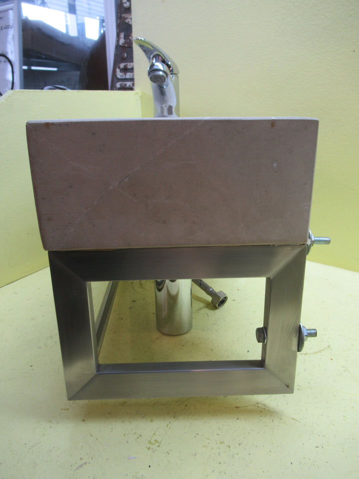 Polish/Bare Concrete Powder Room Wall Ung Basin wtih Mixer & Towel Rail Basin 250H x 400W x 220D/Tap 120H x 50Dia/Spot 80L