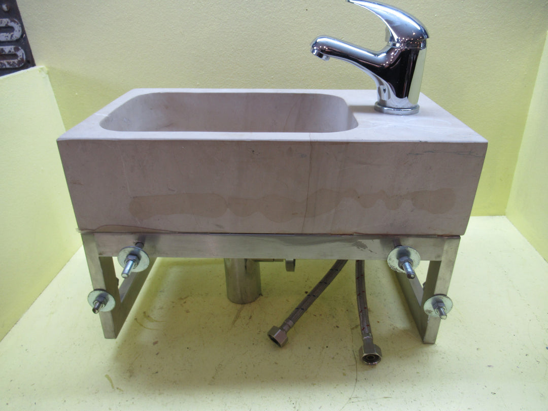 Polish/Bare Concrete Powder Room Wall Ung Basin wtih Mixer & Towel Rail Basin 250H x 400W x 220D/Tap 120H x 50Dia/Spot 80L