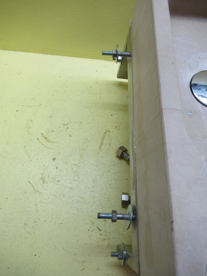 Polish/Bare Concrete Powder Room Wall Ung Basin wtih Mixer & Towel Rail Basin 250H x 400W x 220D/Tap 120H x 50Dia/Spot 80L