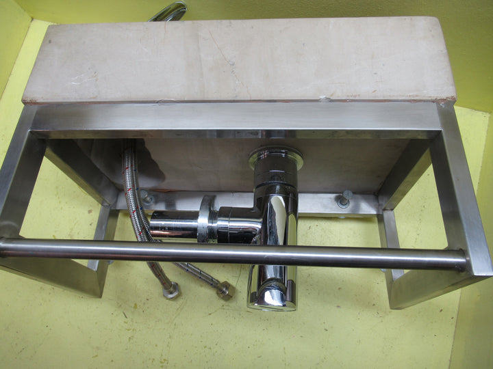 Polish/Bare Concrete Powder Room Wall Ung Basin wtih Mixer & Towel Rail Basin 250H x 400W x 220D/Tap 120H x 50Dia/Spot 80L