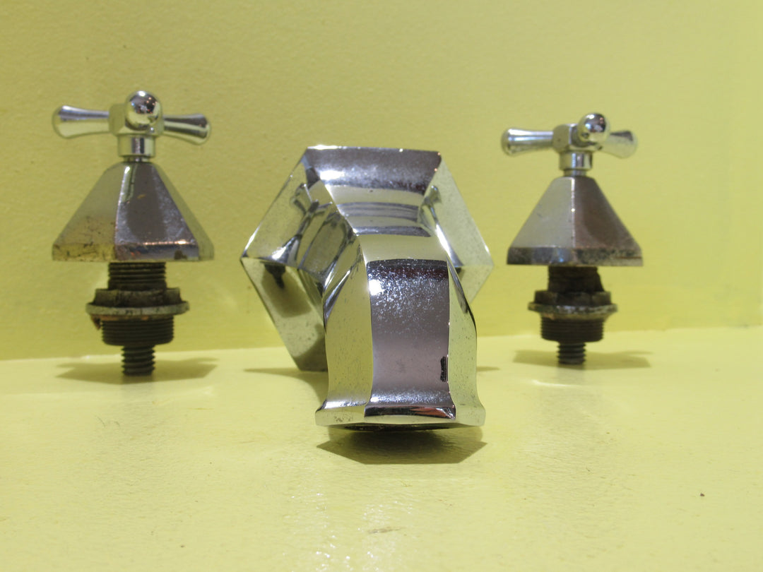 Art Deco Hexagonal Bath Spout with Taps    100H x 60W (Taps)