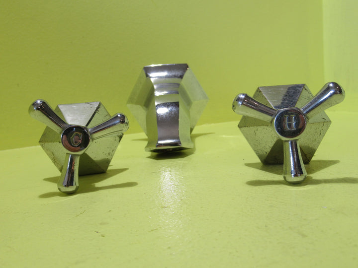 Art Deco Hexagonal Bath Spout with Taps    100H x 60W (Taps)